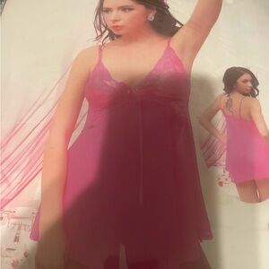 Elegant Pink Lace Trim Nightgown